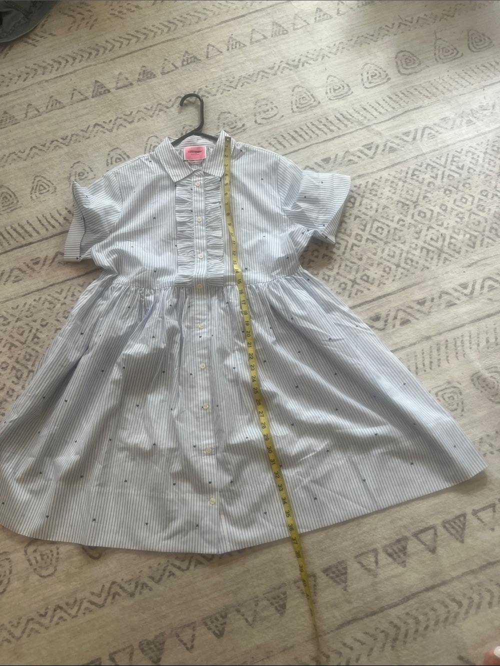 kate spade Light Blue and White Striped Short Sleeve Ruffle Front Dress - Picture 3 of 7